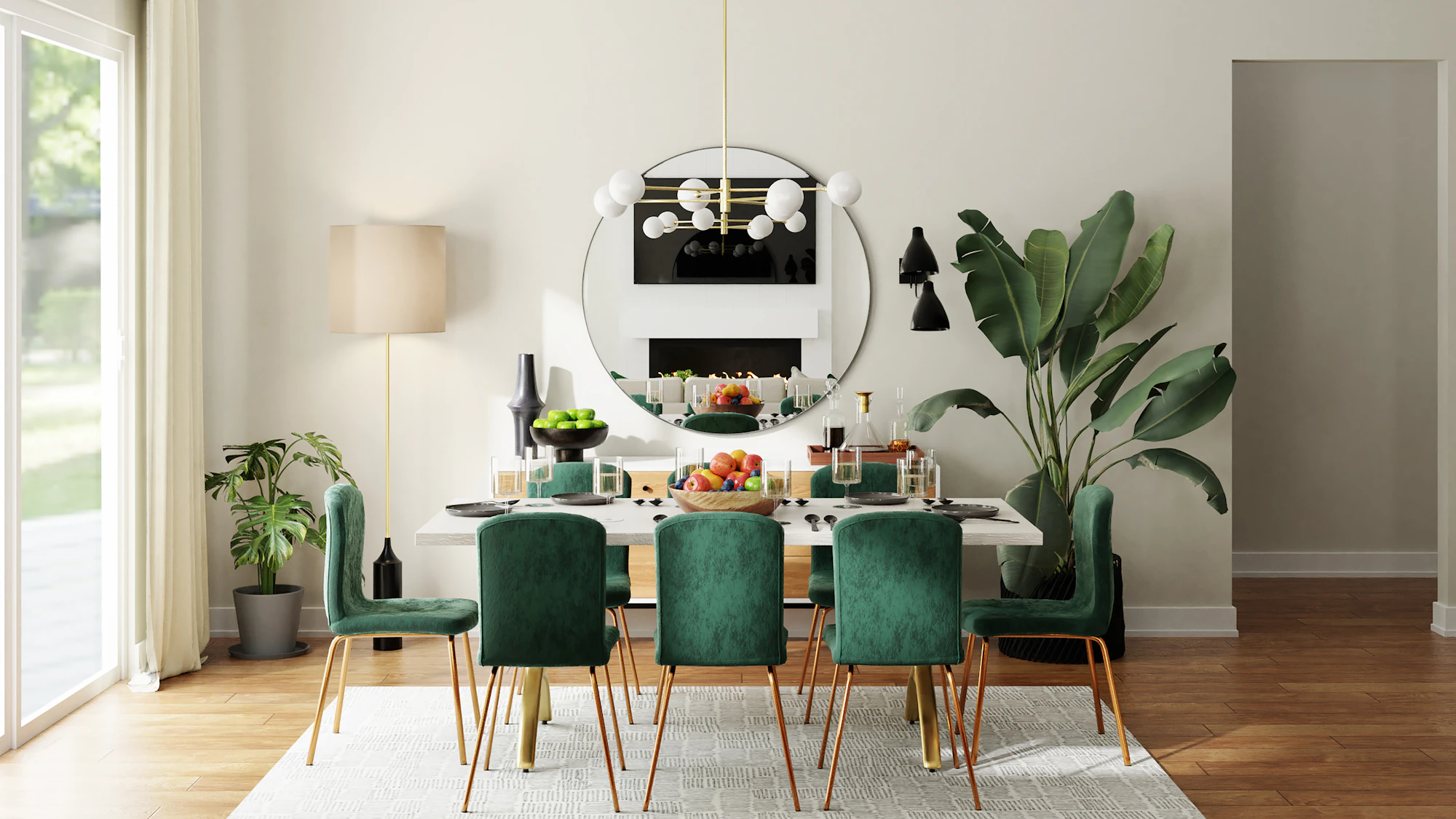Comedor reformado con sillas verdes y luz natural — Los Boliches, Fuengirola